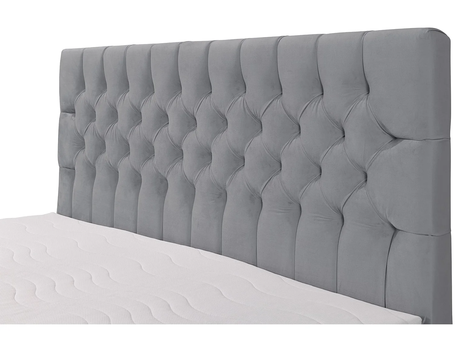 Lit boxspring 160×200 – avec matelas et surmatelas – velours – gris – DAISSY