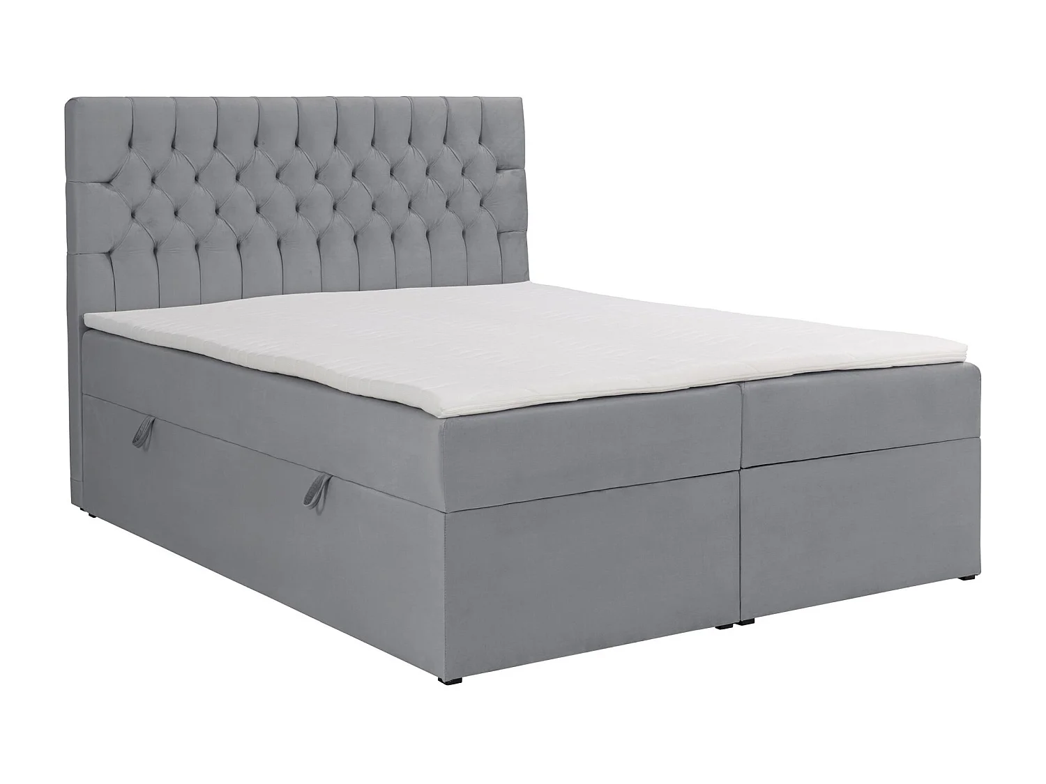 Lit boxspring 160×200 – avec matelas et surmatelas – velours – gris – DAISSY