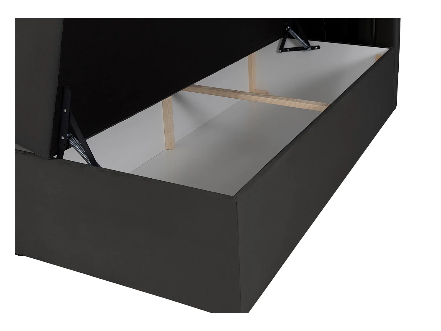 Lit boxspring 180×200 – avec matelas et surmatelas – velours – gris foncé – DAISSY