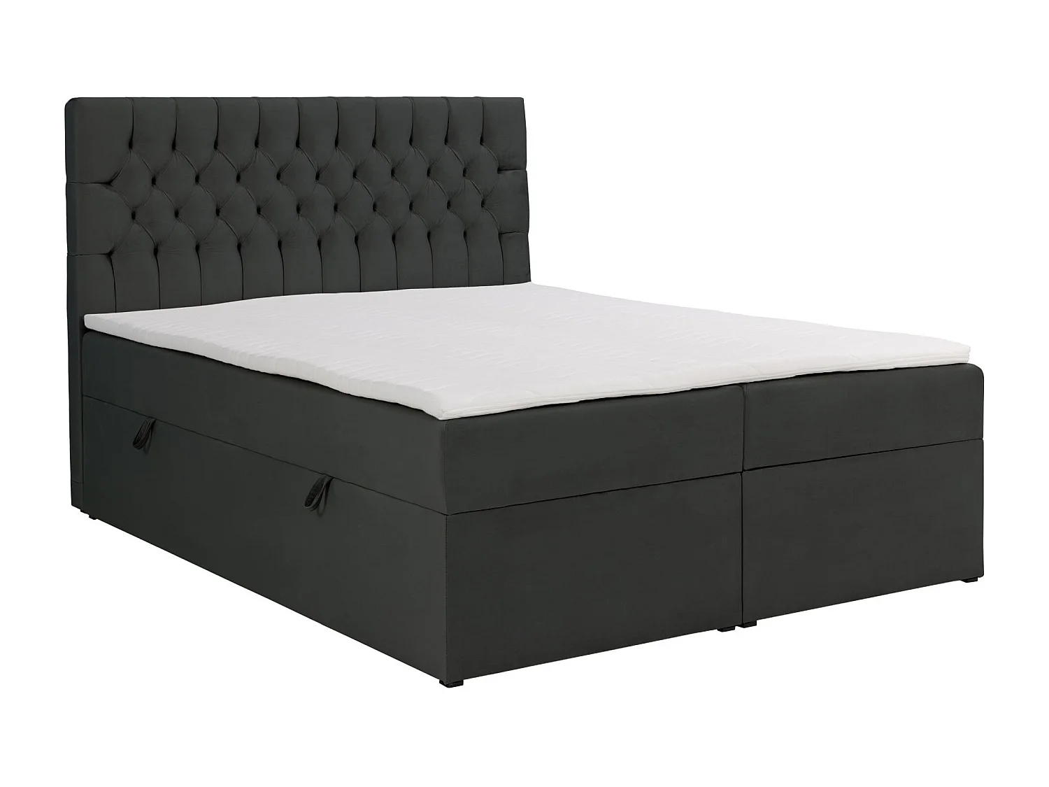 Lit boxspring 180×200 – avec matelas et surmatelas – velours – gris foncé – DAISSY