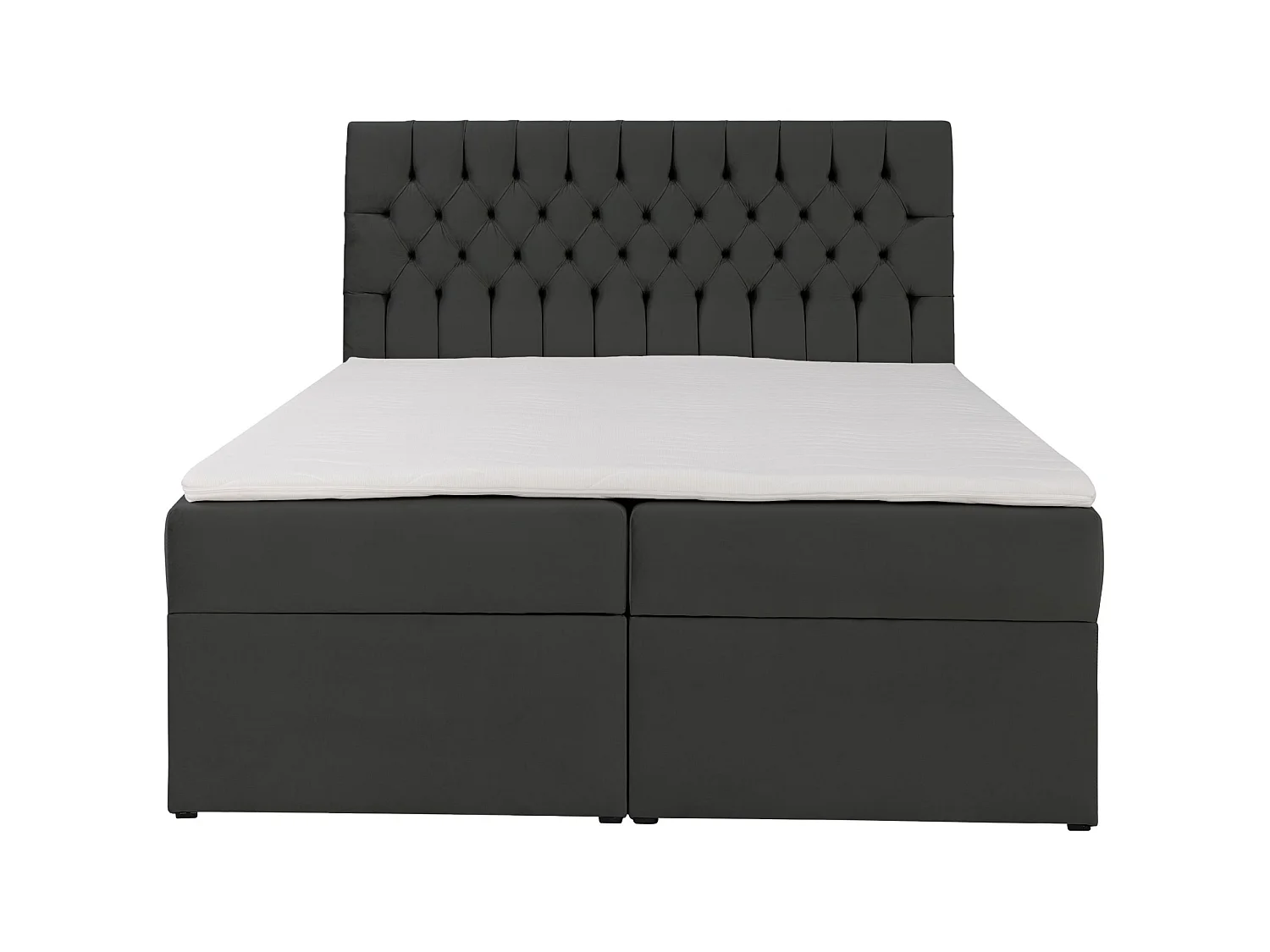 Lit boxspring 180×200 – avec matelas et surmatelas – velours – gris foncé – DAISSY