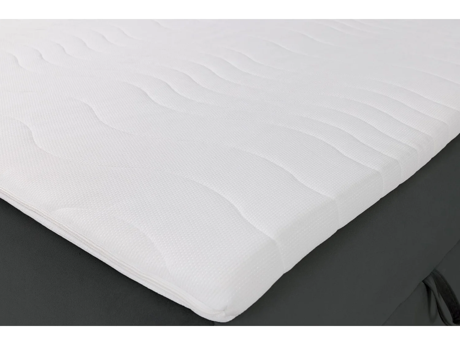 Lit boxspring 180×200 – avec matelas et surmatelas – velours – gris foncé – DAISSY