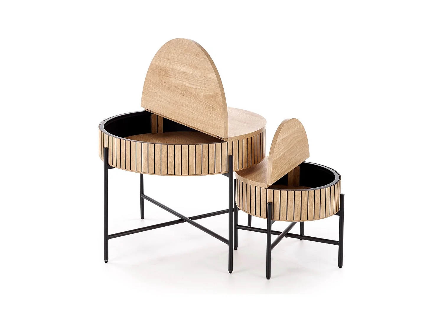 Table basse Dante/lot de 2/ronde/compartiment de rangement/marron et noir