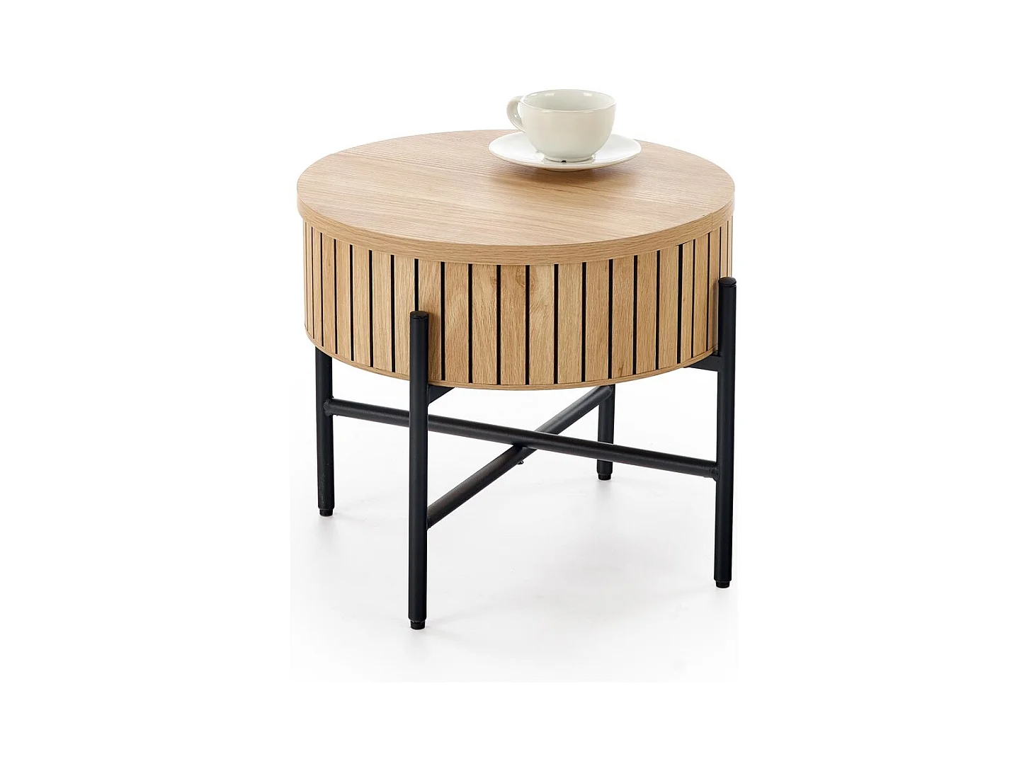 Table basse Dante/lot de 2/ronde/compartiment de rangement/marron et noir