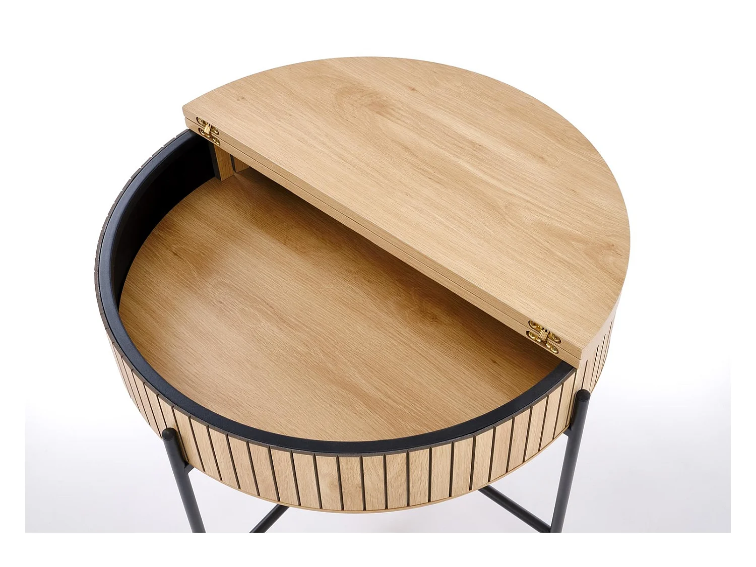 Table basse Dante/lot de 2/ronde/compartiment de rangement/marron et noir