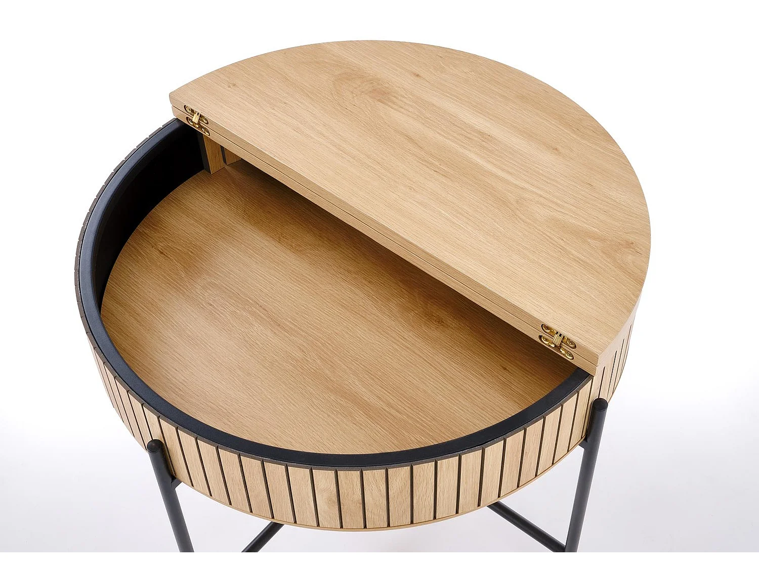 Table basse Dante/lot de 2/ronde/compartiment de rangement/marron et noir