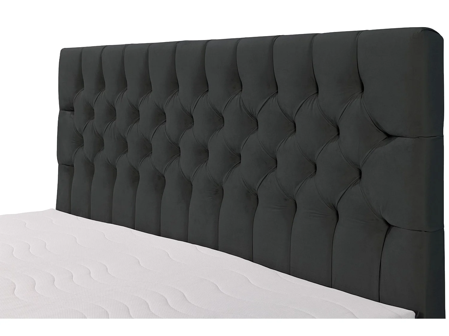 Lit boxspring 160×200 – avec matelas et surmatelas – velours – gris foncé – DAISSY