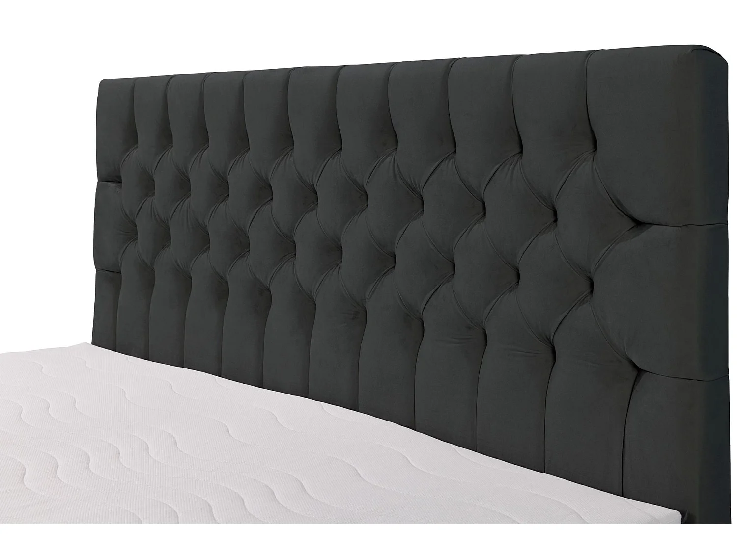 Lit boxspring 160×200 – avec matelas et surmatelas – velours – gris foncé – DAISSY