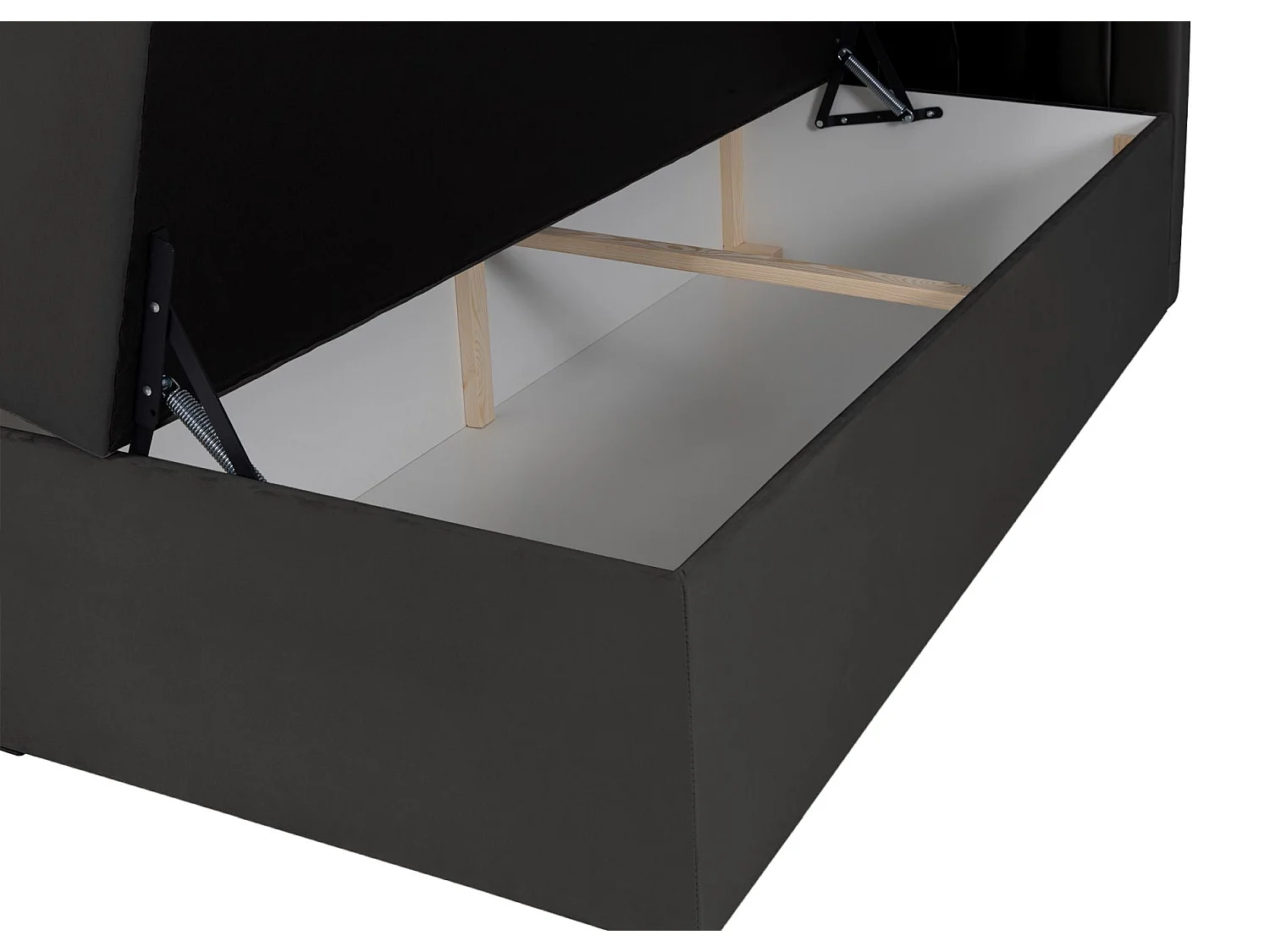 Lit boxspring 160×200 – avec matelas et surmatelas – velours – gris foncé – DAISSY
