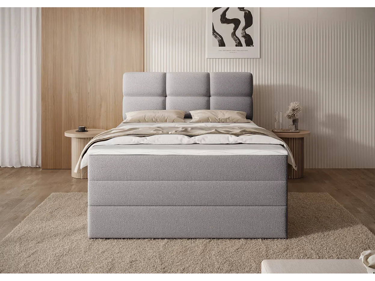 Box spring Lit/Tissu/Gris
