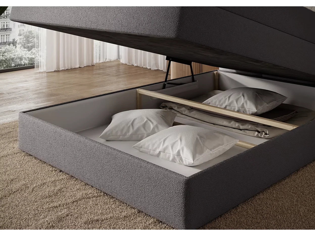 Box spring Lit/Tissu/Gris