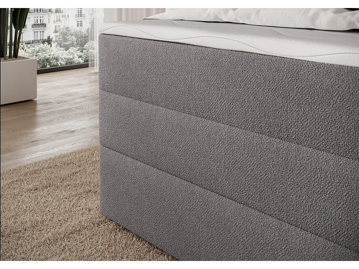 Box spring Lit/Tissu/Gris