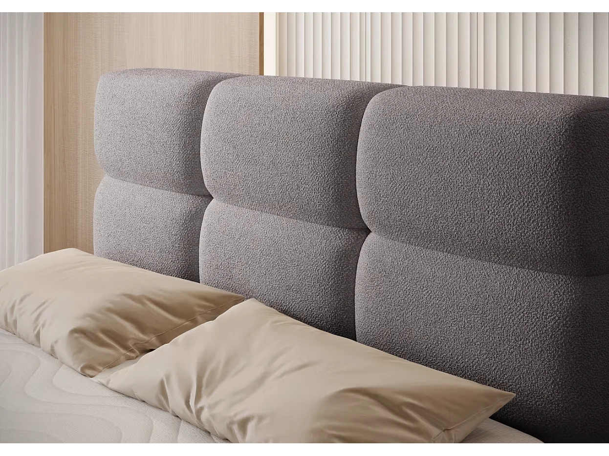 Box spring Lit/Tissu/Gris