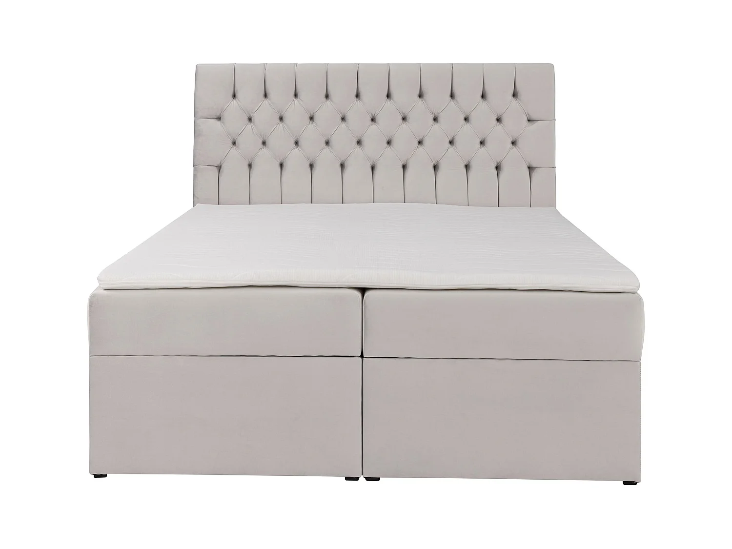 Lit boxspring 180×200 – avec matelas et surmatelas – velours – beige clair – DAISSY