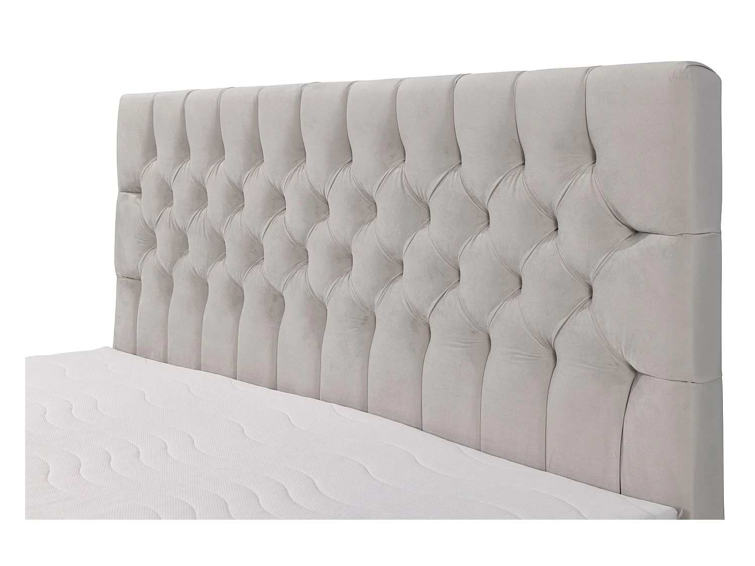 Lit boxspring 180×200 – avec matelas et surmatelas – velours – beige clair – DAISSY