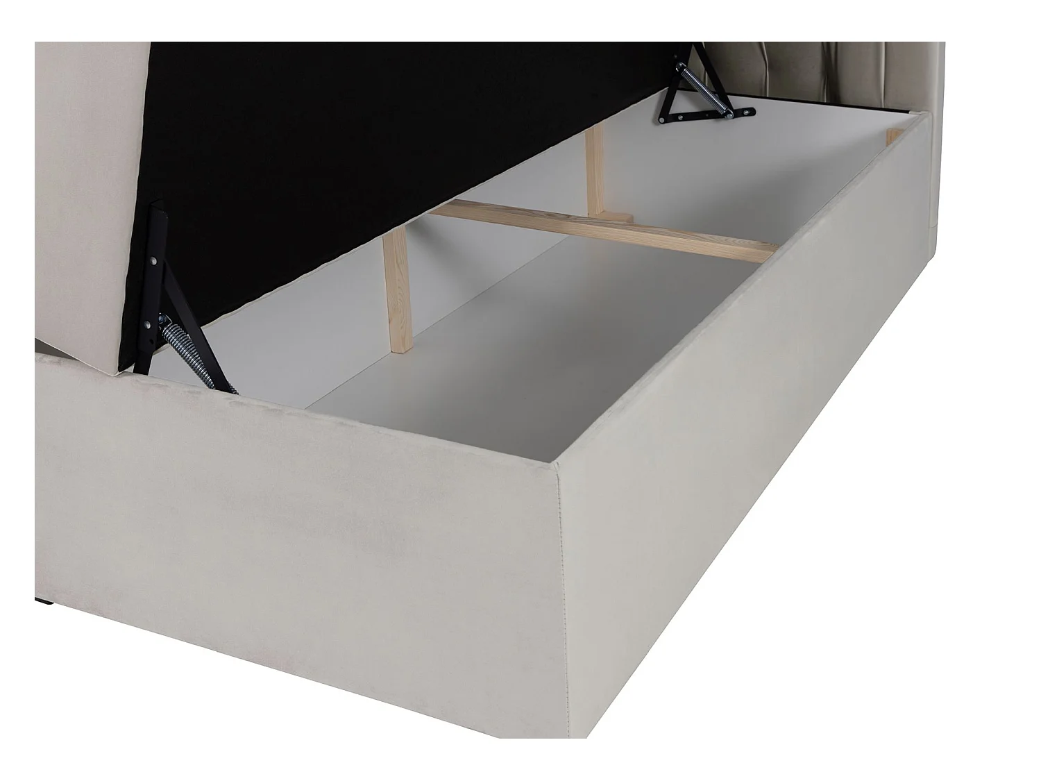 Lit boxspring 180×200 – avec matelas et surmatelas – velours – beige clair – DAISSY