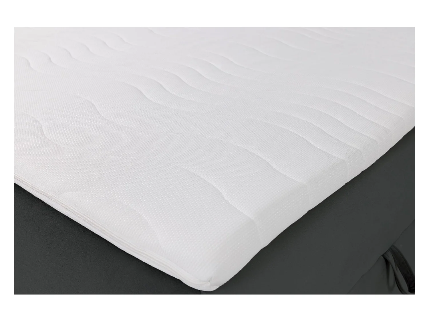 Lit boxspring 140×200 – avec matelas et surmatelas – velours – gris foncé – DAISSY