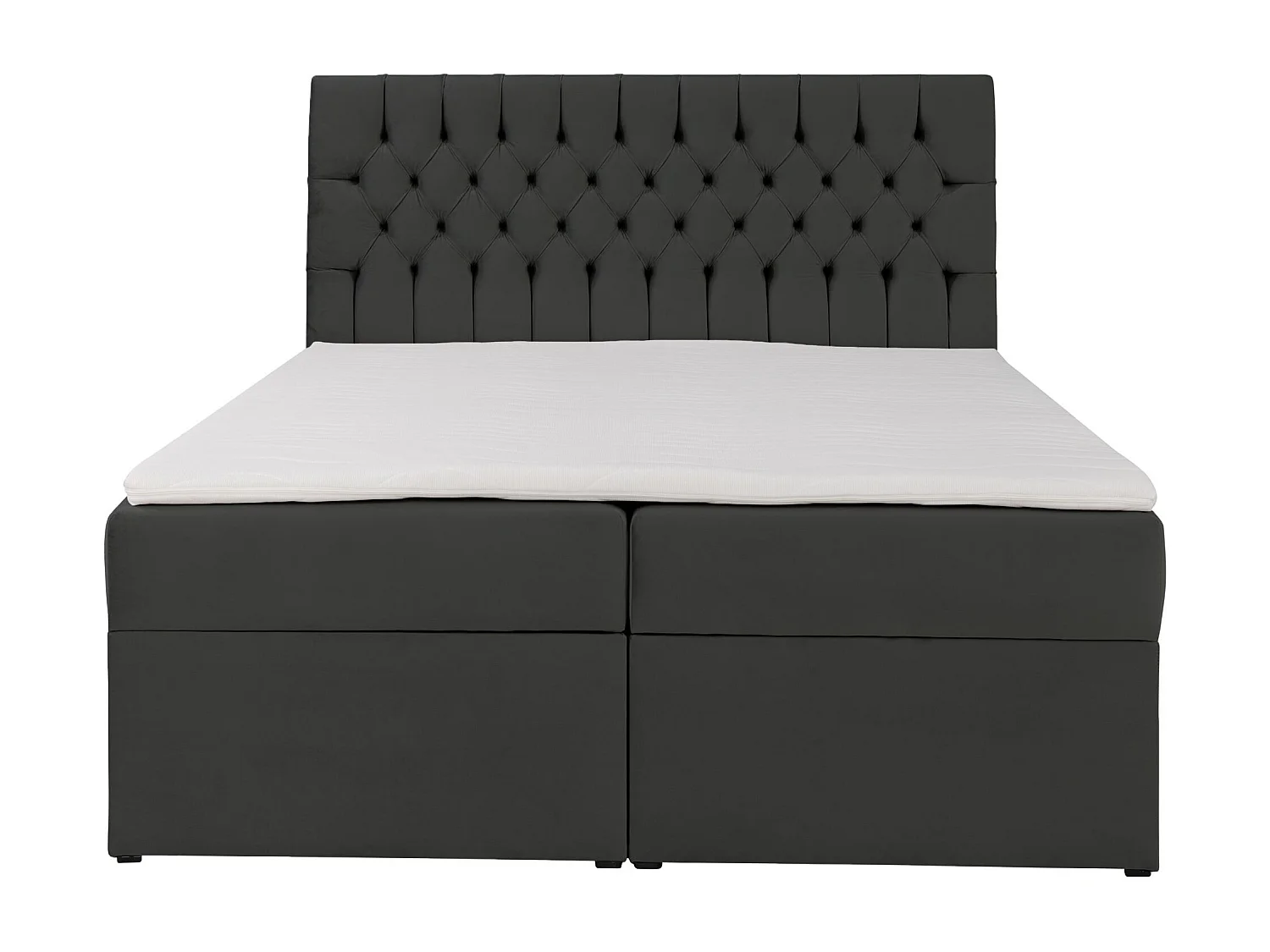 Lit boxspring 140×200 – avec matelas et surmatelas – velours – gris foncé – DAISSY