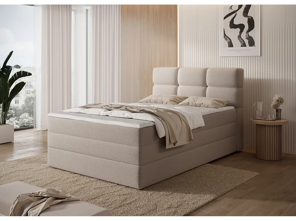 Box spring Lit/Tissu/Beige