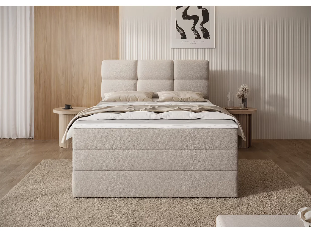 Box spring Lit/Tissu/Beige