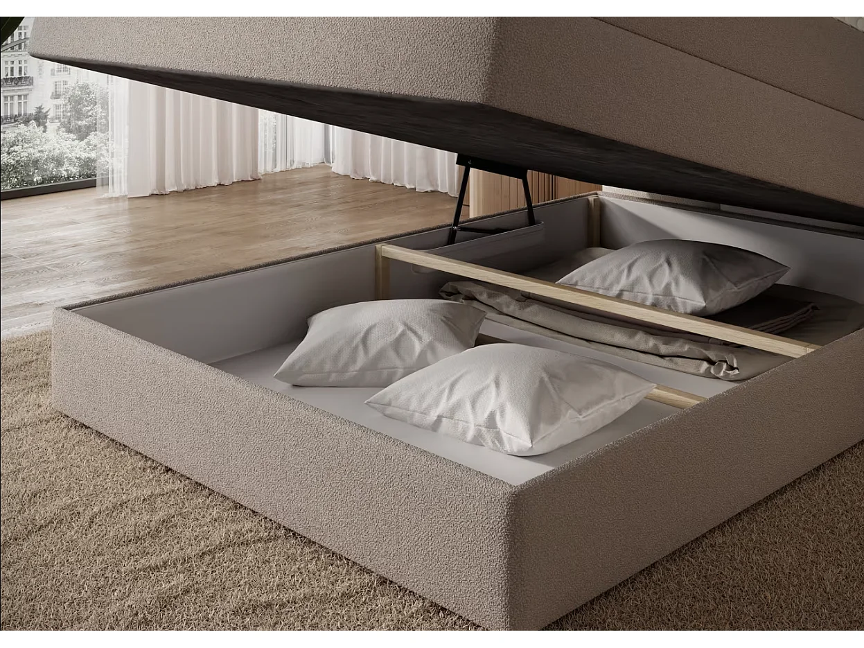 Box spring Lit/Tissu/Beige