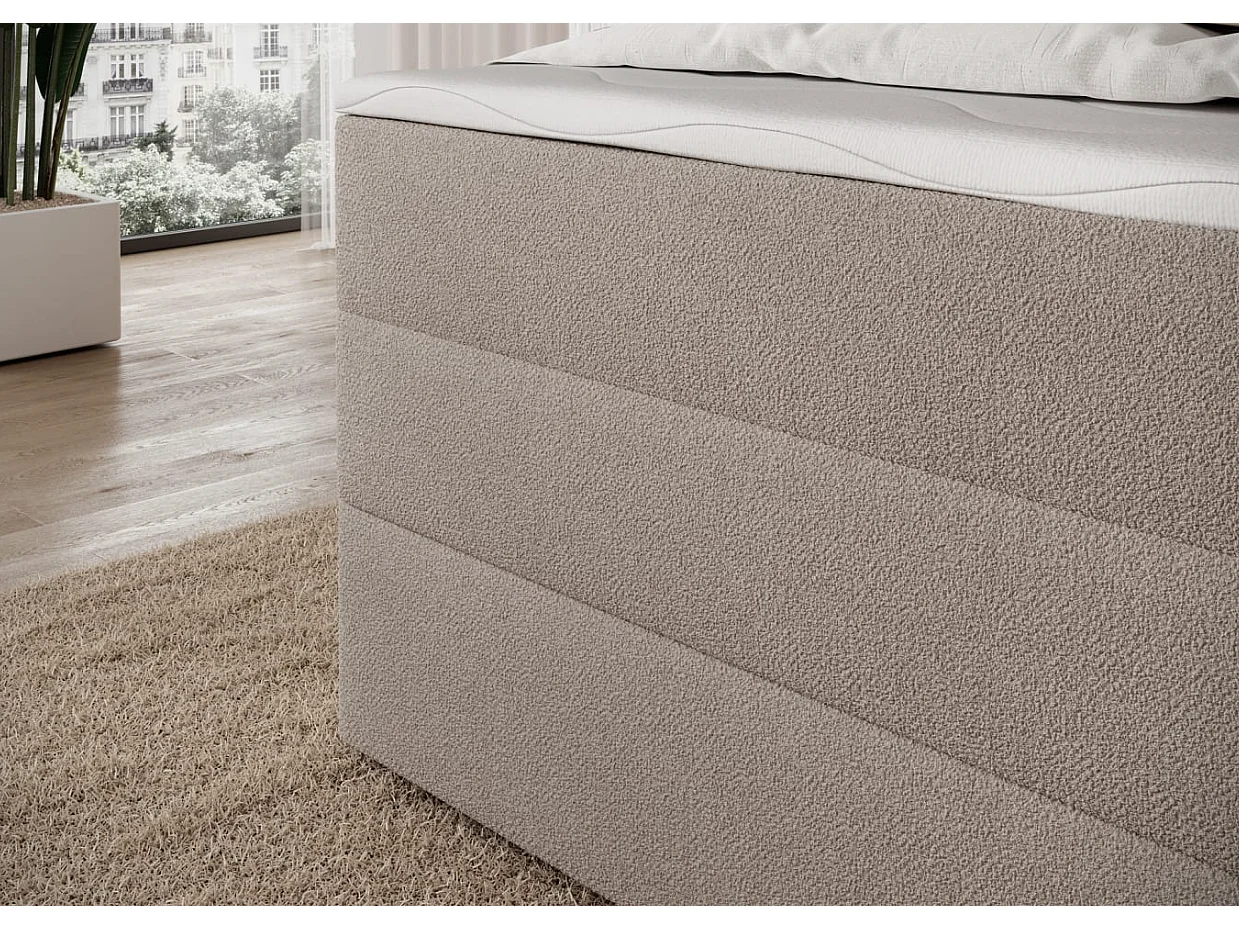 Box spring Lit/Tissu/Beige