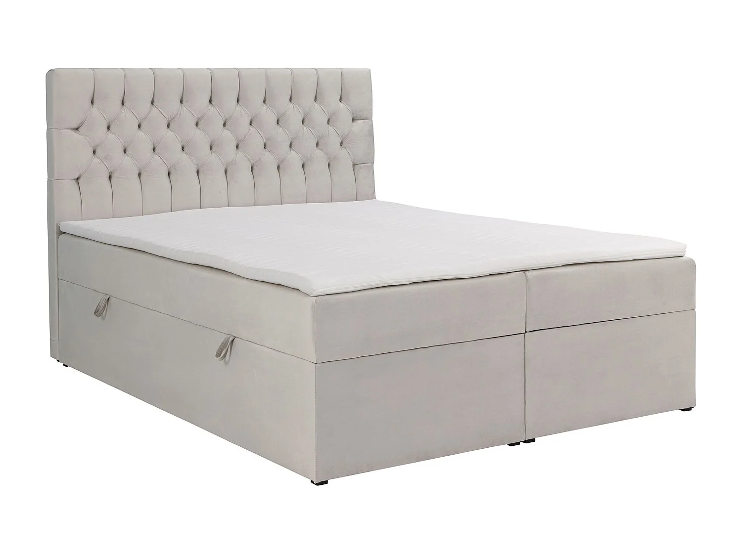 Lit boxspring 140×200 – avec matelas et surmatelas – velours – beige clair – DAISSY