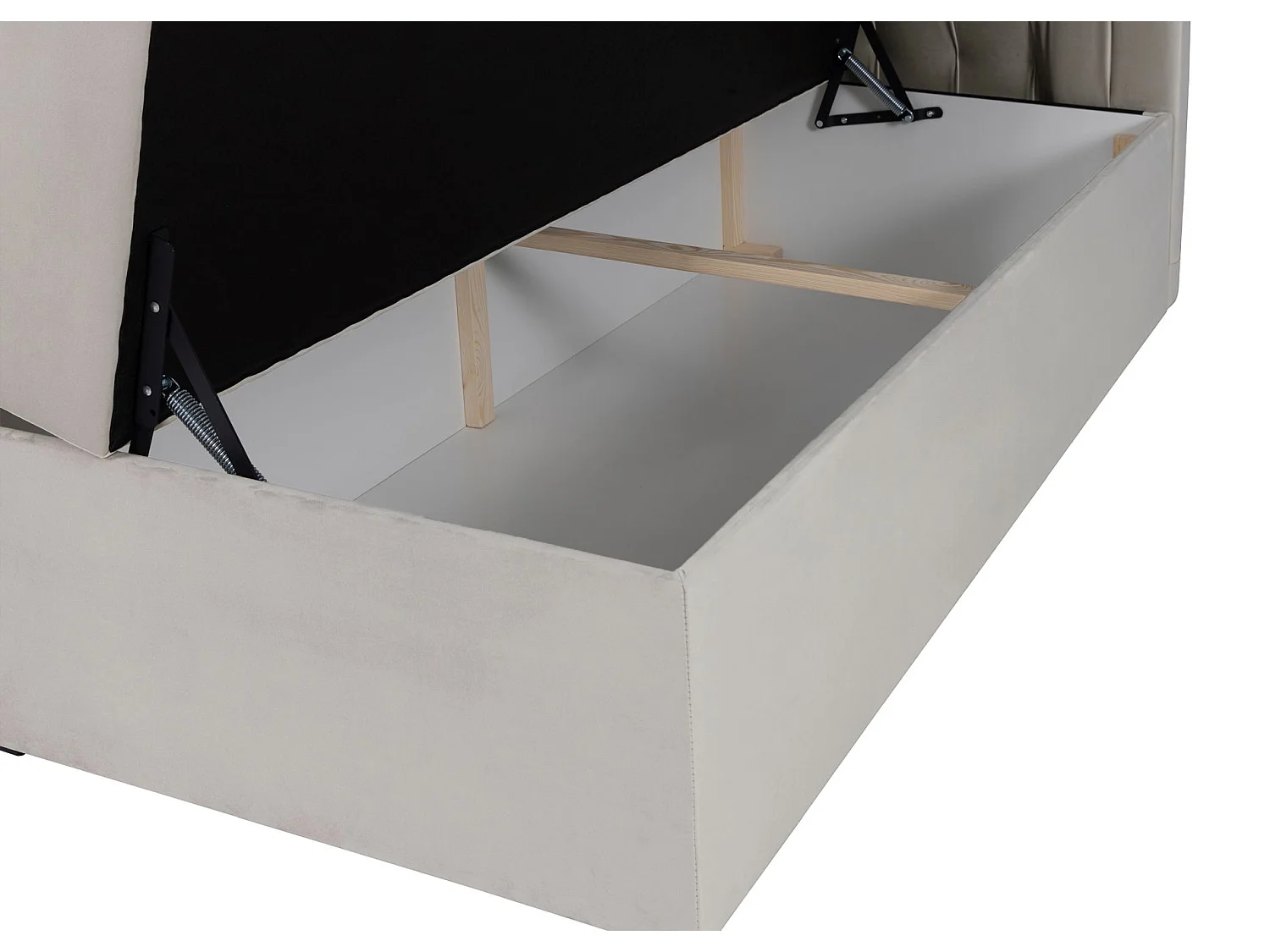 Lit boxspring 140×200 – avec matelas et surmatelas – velours – beige clair – DAISSY