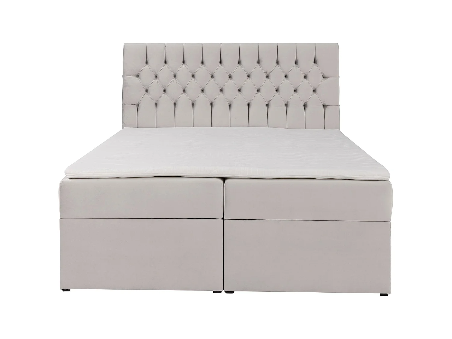 Lit boxspring 140×200 – avec matelas et surmatelas – velours – beige clair – DAISSY