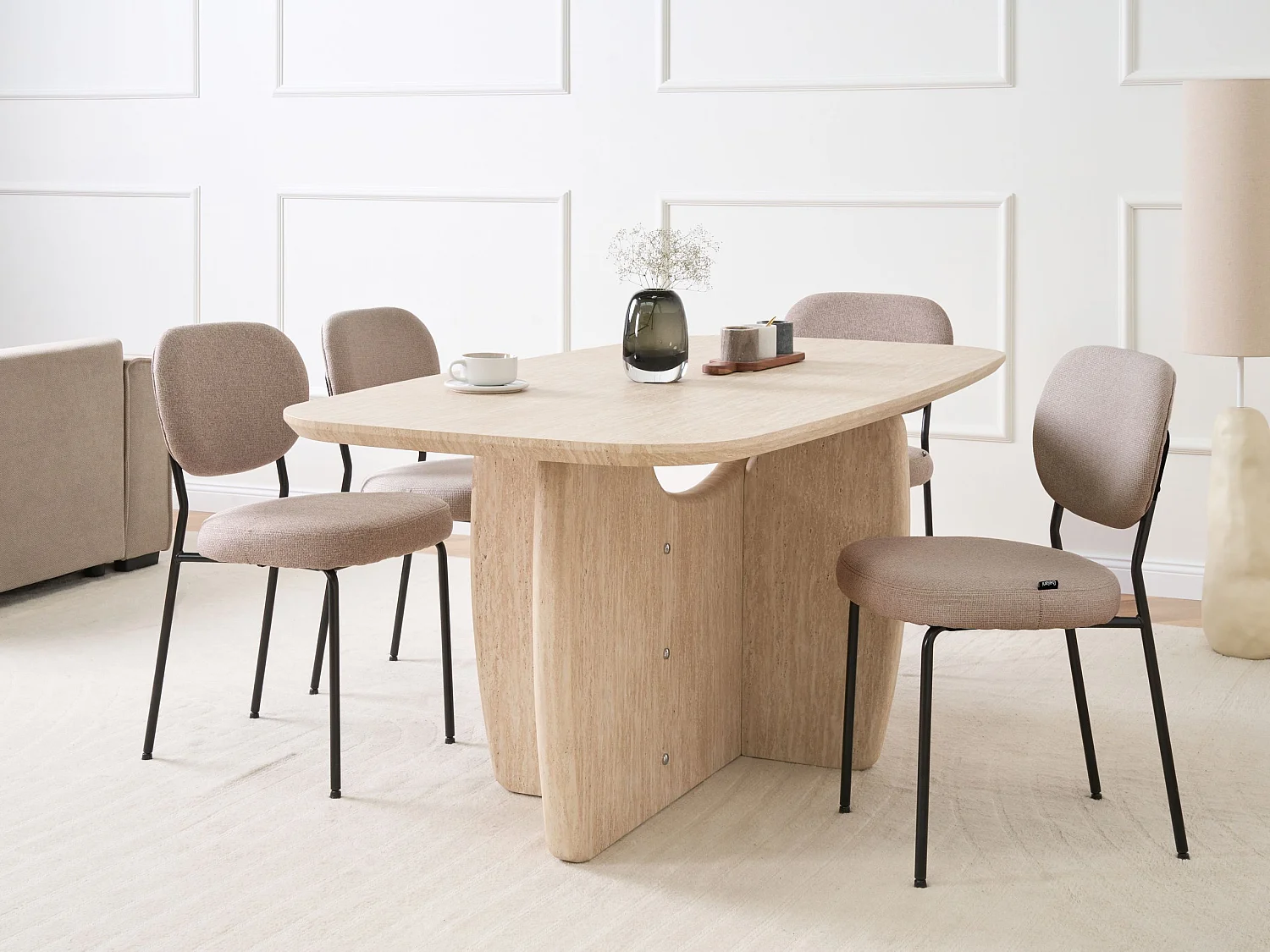 Table de repas TRAVERS Effet travertin 180 cm 90 cm