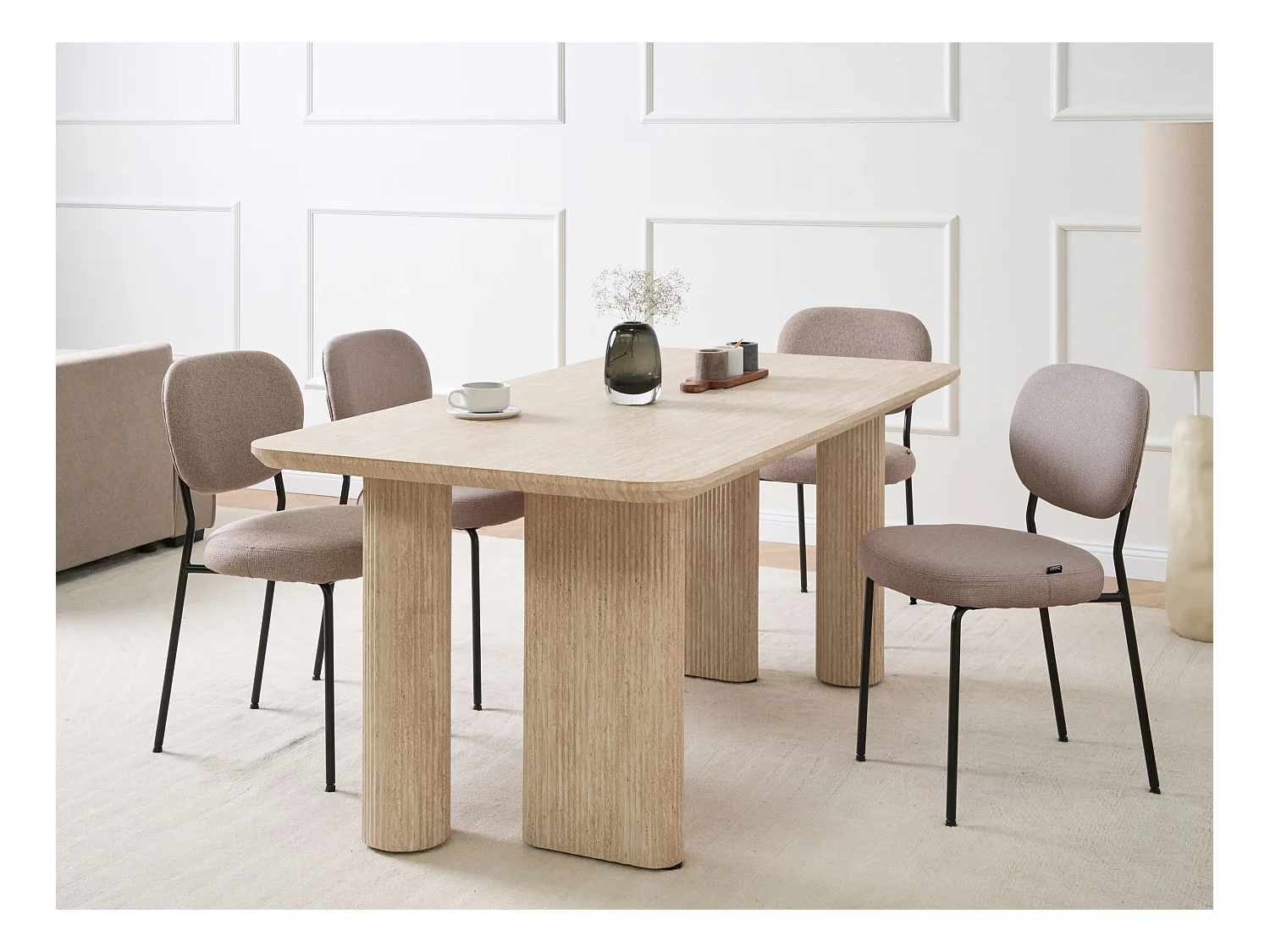 Table de repas BARROY Effet travertin 180 cm 90 cm