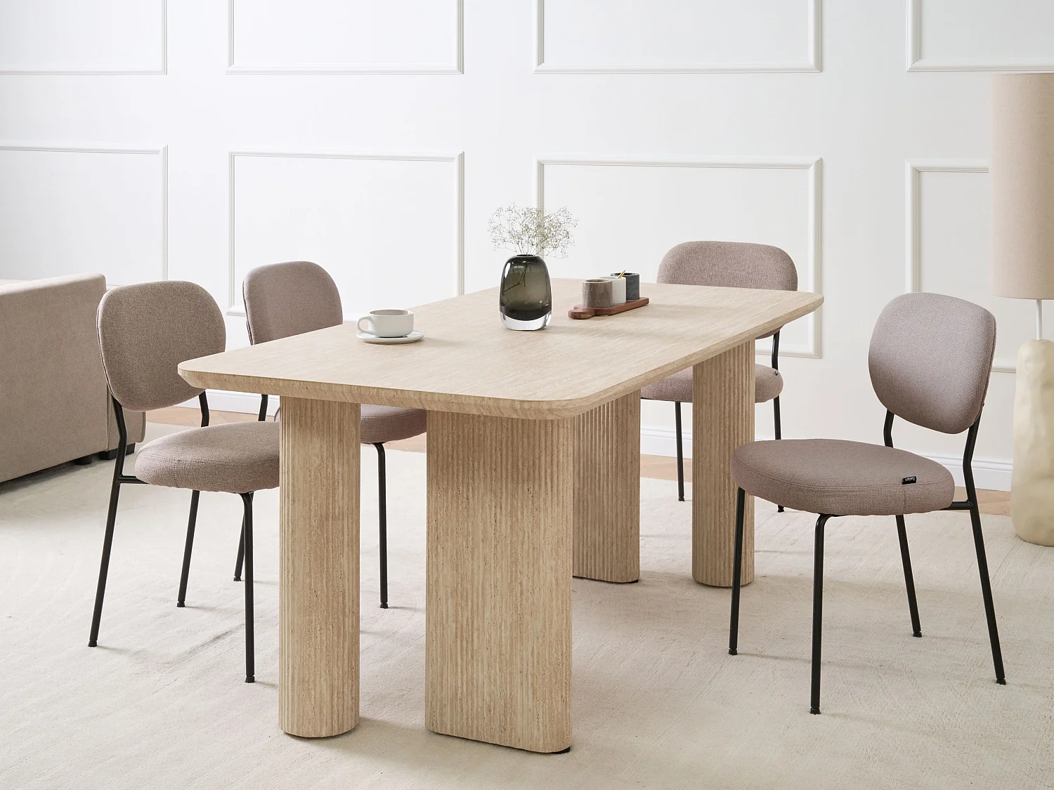 Table de repas BARROY Effet travertin 180 cm 90 cm