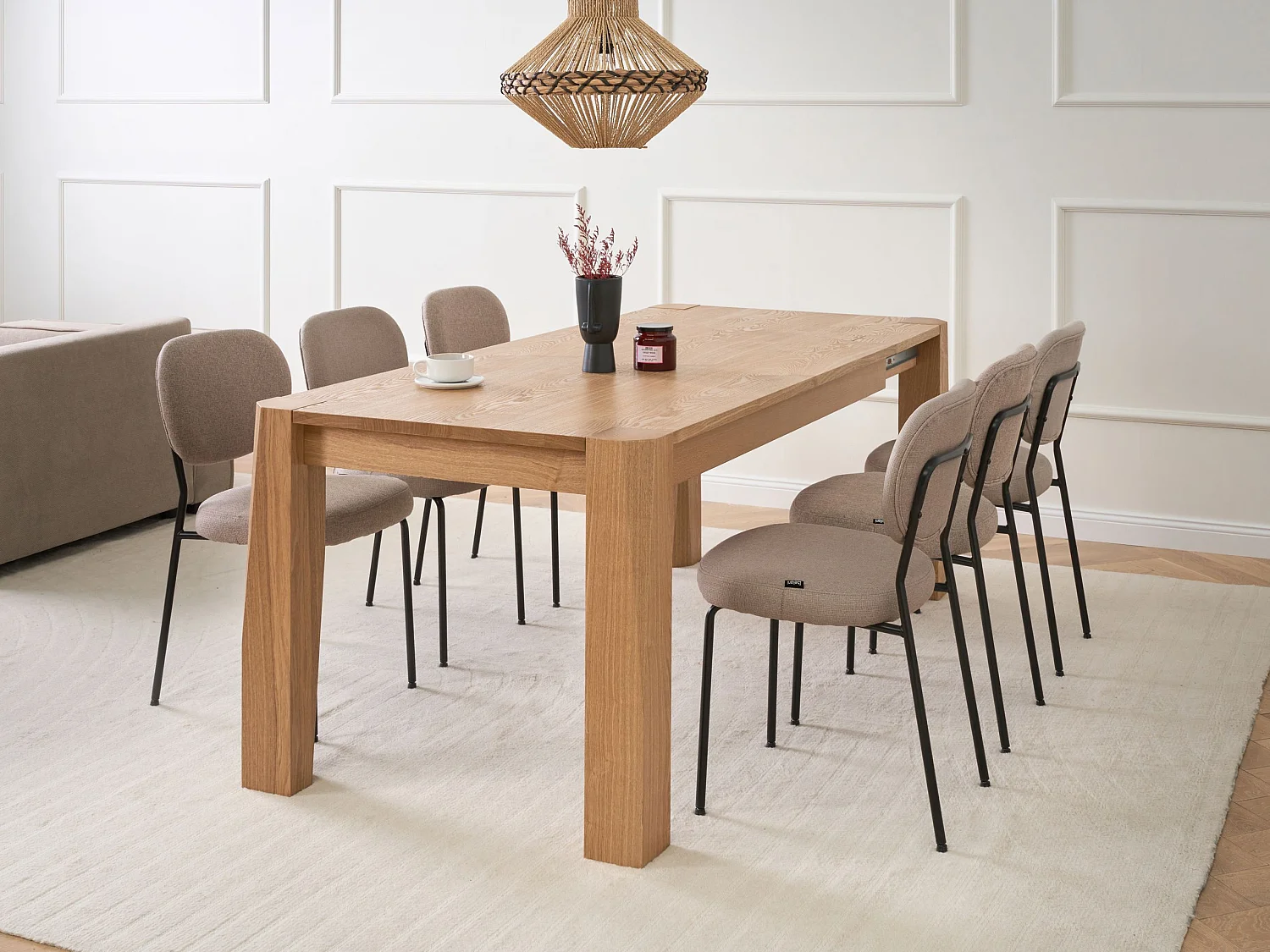 Table de salle à manger extensible MISSION Frêne clair 160/200 cm 90 cm