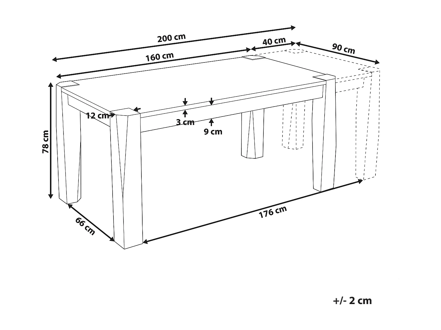 Table de salle à manger extensible MISSION Frêne clair 160/200 cm 90 cm