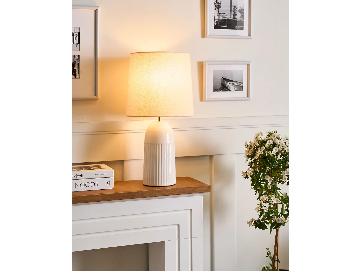 Lampe à poser SALIENTE Céramique Blanc cassé