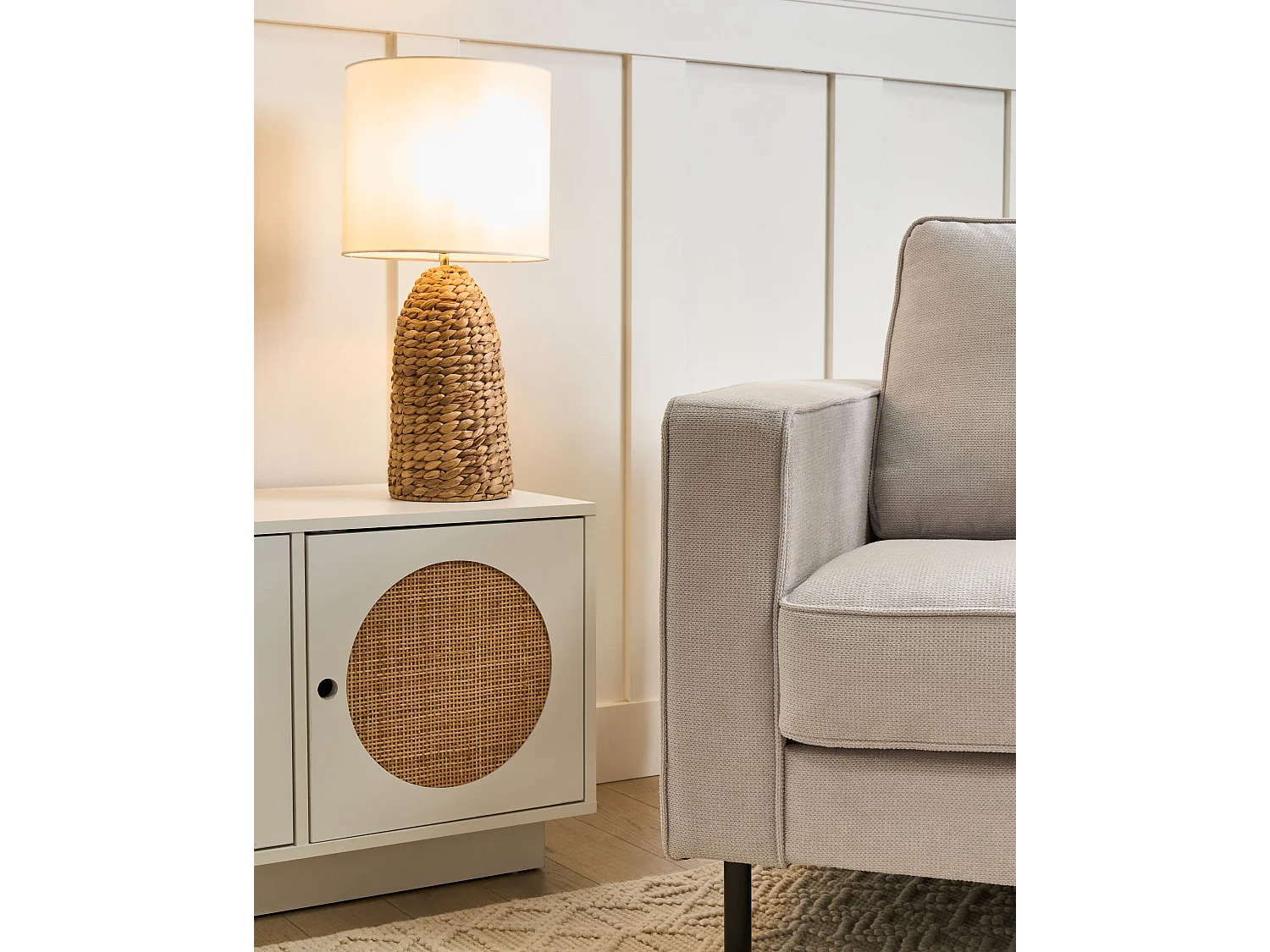 Lampe à poser MAHAWELI Fibre de jacinthe d'eau Naturel