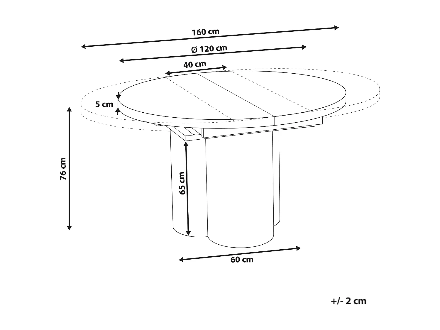 Table de salle à manger extensible MORAINE Effet travertin 120 cm 120/160 cm