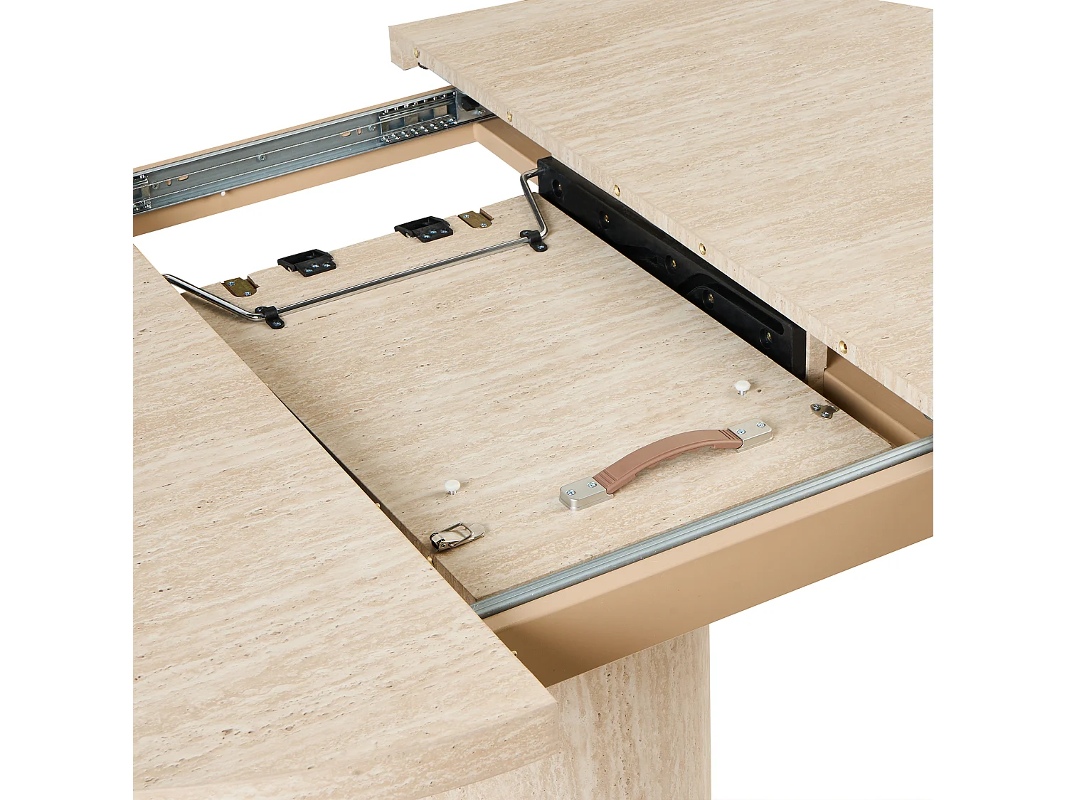 Table de salle à manger extensible MORAINE Effet travertin 120 cm 120/160 cm