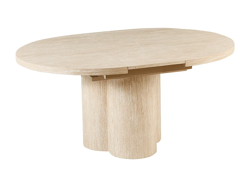 Table de salle à manger extensible MORAINE Effet travertin 120 cm 120/160 cm