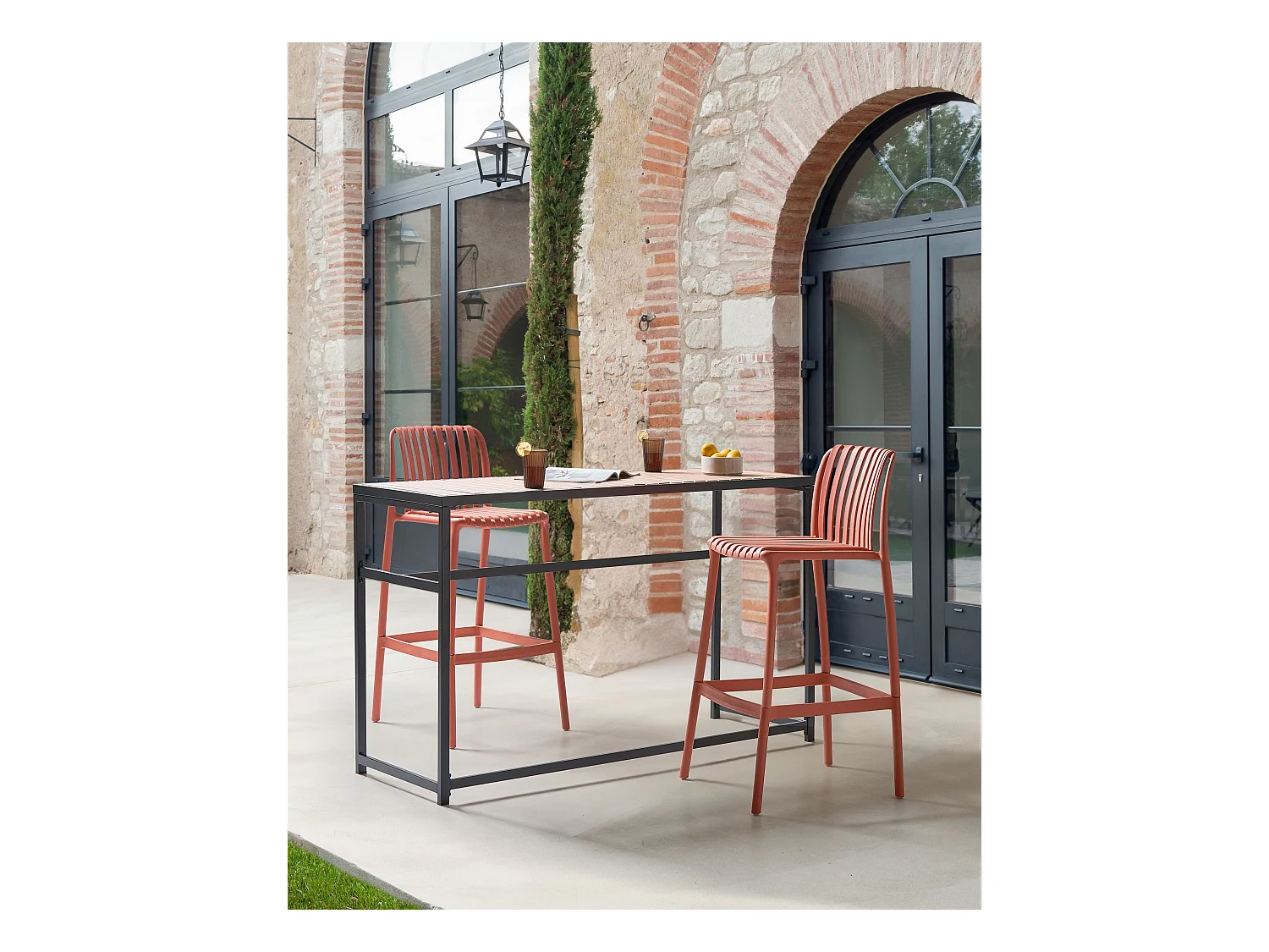 Lot de 2 chaises de bar ARICCIA 2 en 1 Matière synthétique Rouge clair