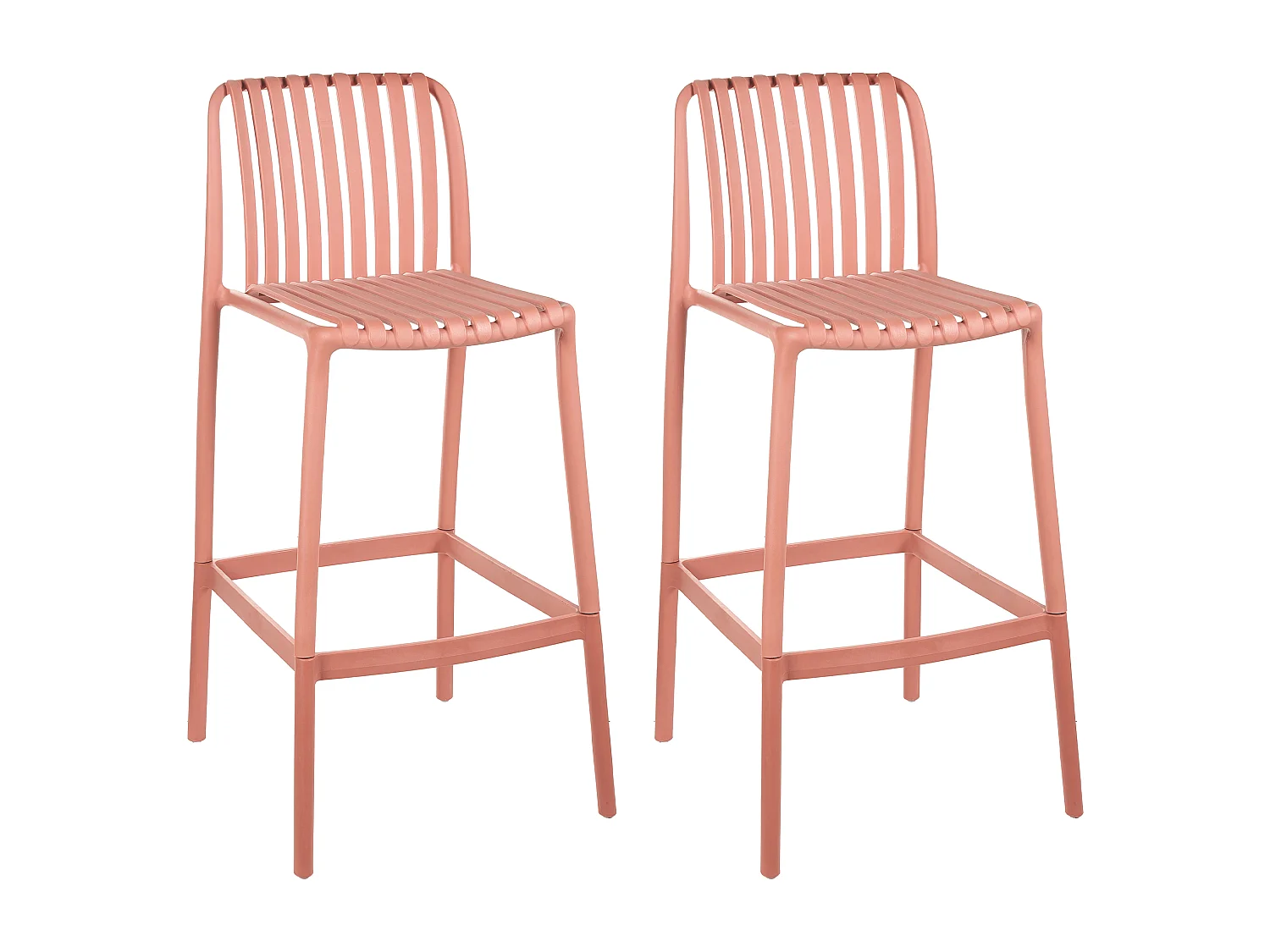 Lot de 2 chaises de bar ARICCIA 2 en 1 Matière synthétique Rouge clair