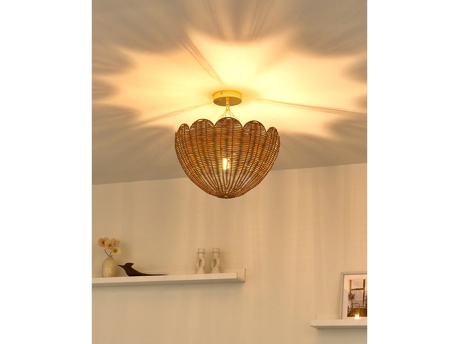 Lampe suspension MANDEKAL Rotin Naturel