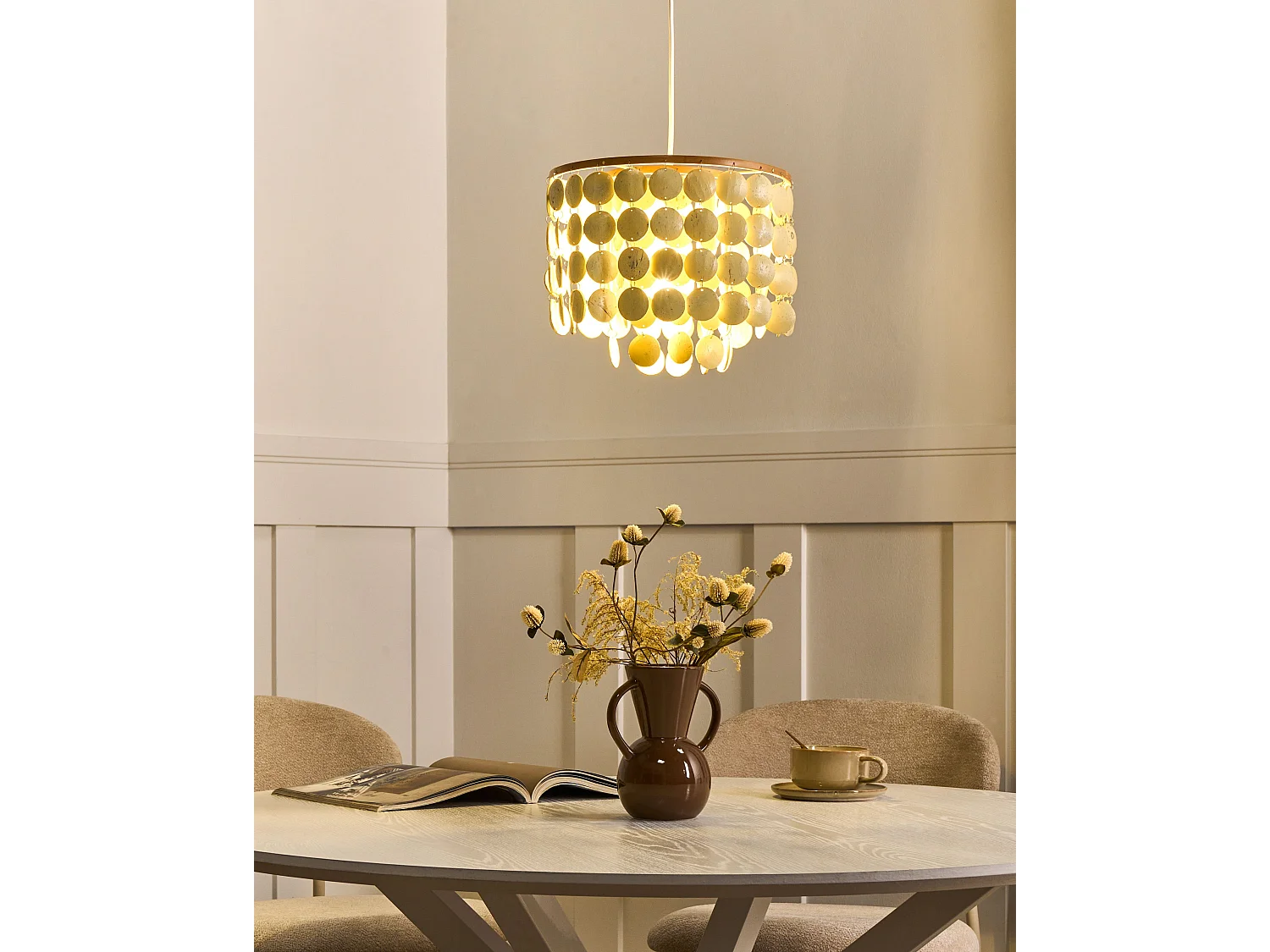 Lustre PARANGI Coquille de noix de coco Beige clair