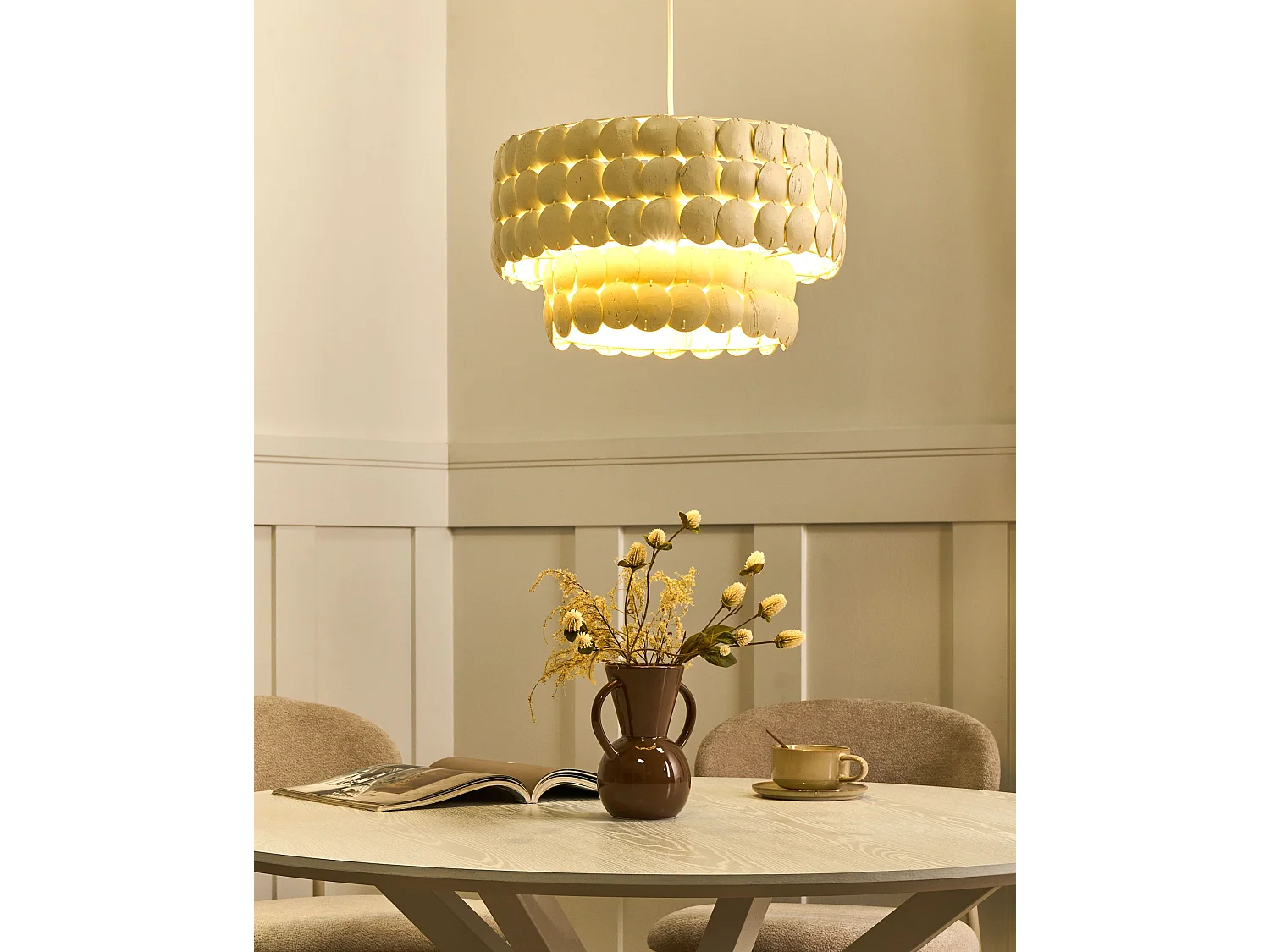 Lustre KOTMALE Coquille de noix de coco Beige clair