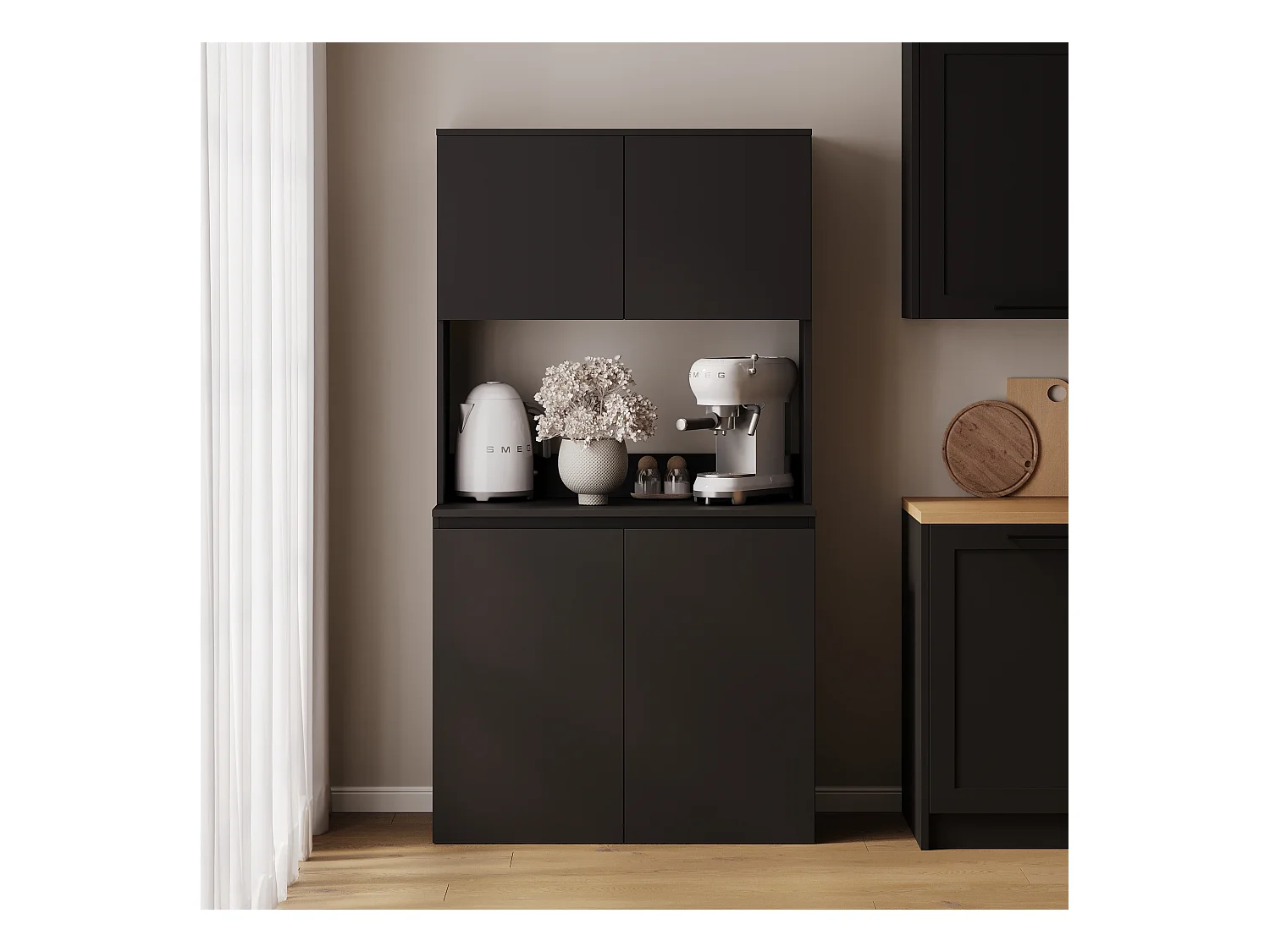 Meuble de cuisine haut ESTER – Vitrine, buffet et plan de travail 100x50 cm – Style campagne