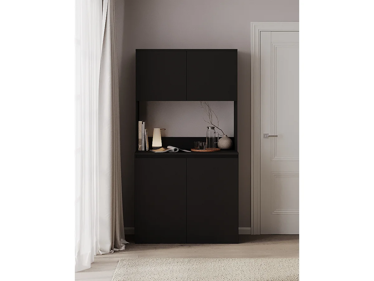 Wysoka szafka kuchenna ESTER – Witryna, kredens i blat roboczy 100x50 cm – Styl wiejski