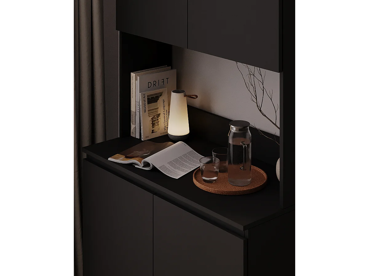 Wysoka szafka kuchenna ESTER – Witryna, kredens i blat roboczy 100x50 cm – Styl wiejski