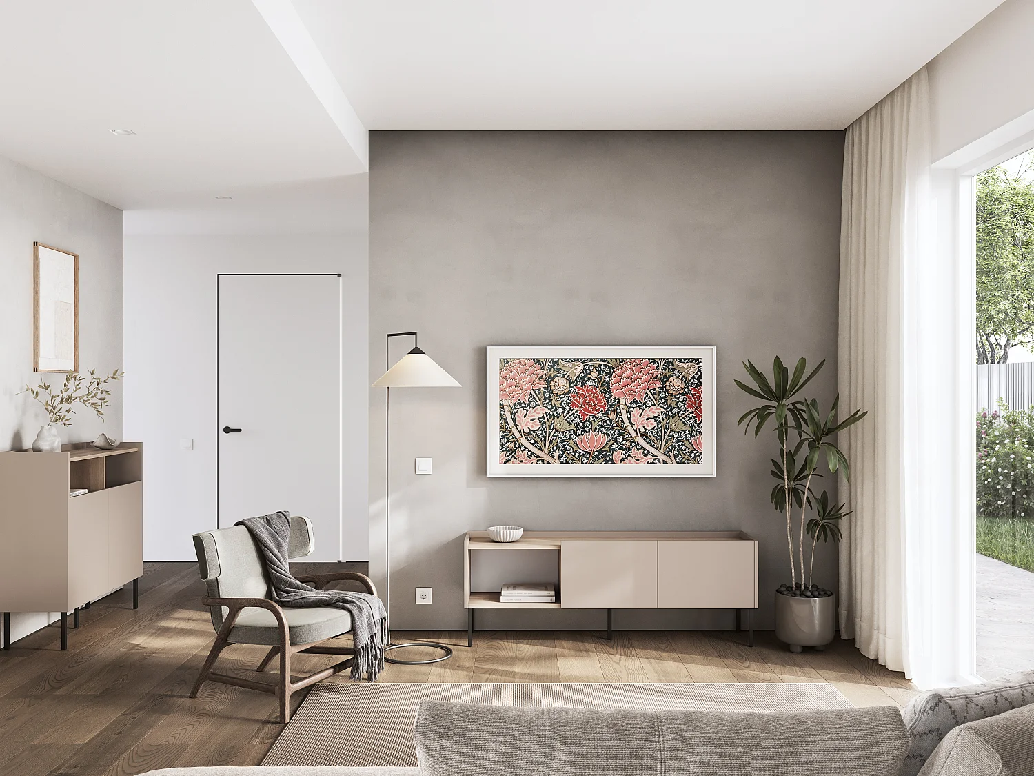 Aparador 100 x 35 x 100 cm – Móvel com portas, pés de metal, acabamento mate para sala de estar