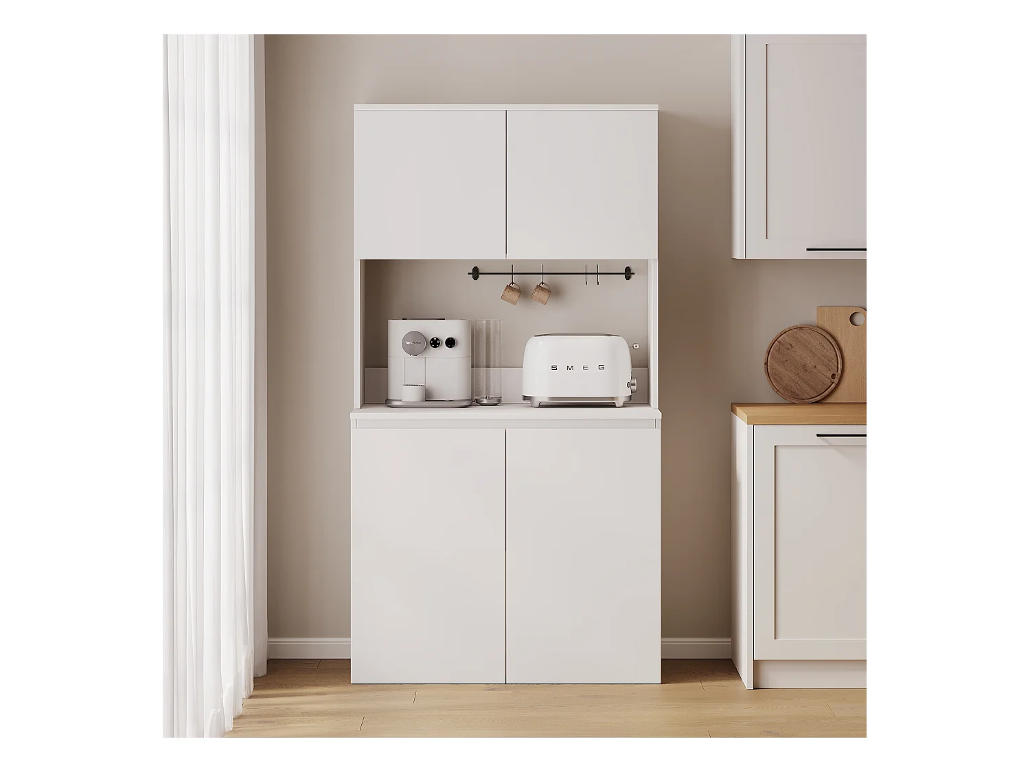 Meuble de cuisine haut ESTER – Vitrine, buffet et plan de travail 100x50 cm – Style campagne