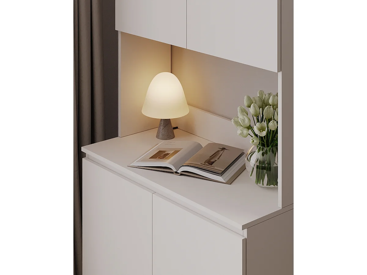 Wysoka szafka kuchenna ESTER – Witryna, kredens i blat roboczy 100x50 cm – Styl wiejski